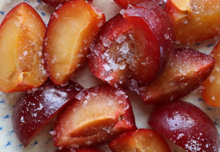 stone fruit salted plums, by marie viljoen